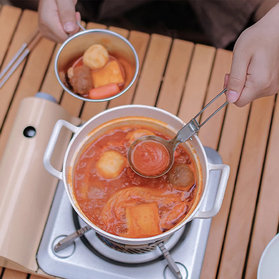 Folding Camping Cutlery Set Strainer/Shovel Camp Cooking Utensil Set Travel Cooking Set Outdoor Camping Gear Cooking Accessories