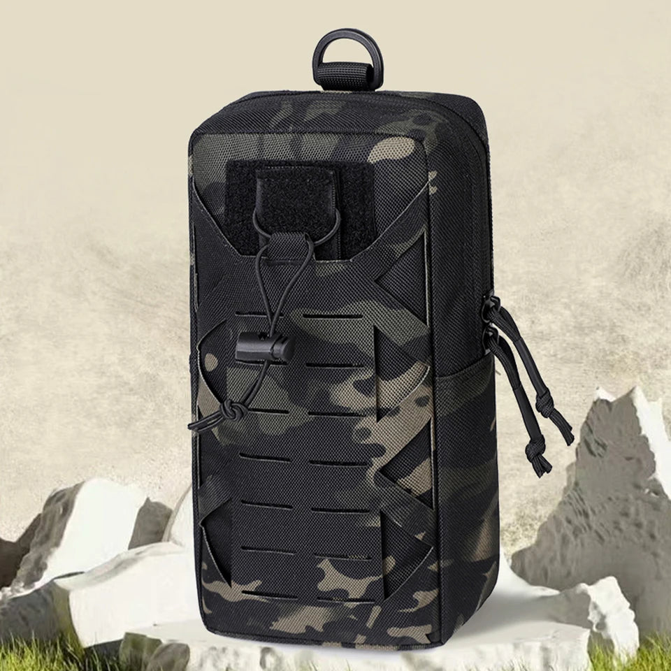 Gadget Organizer Pocket with Drainage Hole Quick-Release Waist Belt Bag Outdoor Survival Tool Storage Bag Emergency Accessory