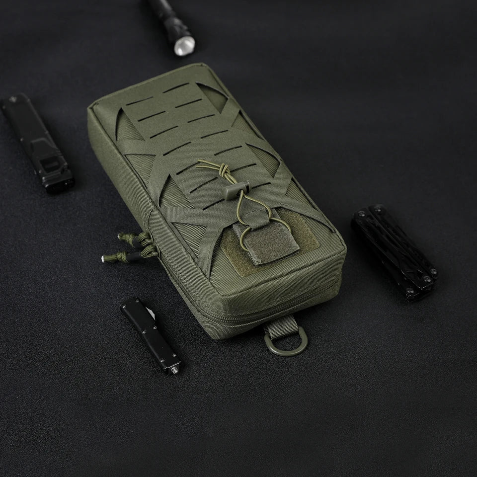 Gadget Organizer Pocket with Drainage Hole Quick-Release Waist Belt Bag Outdoor Survival Tool Storage Bag Emergency Accessory