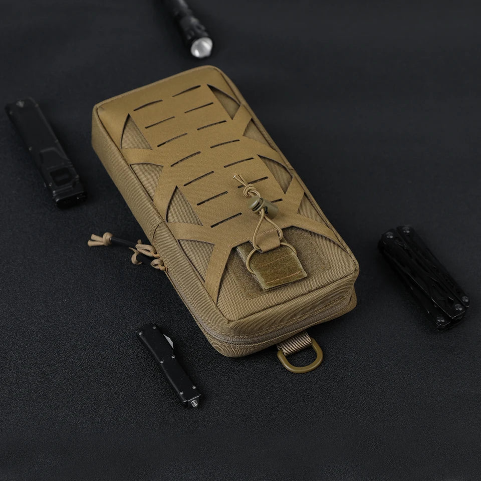 Gadget Organizer Pocket with Drainage Hole Quick-Release Waist Belt Bag Outdoor Survival Tool Storage Bag Emergency Accessory