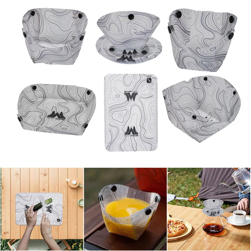 Lightweight Folding Tableware Space Saving Multi-Purpose Camping Tableware Foldable Dinnerware Set for Camping Hiking
