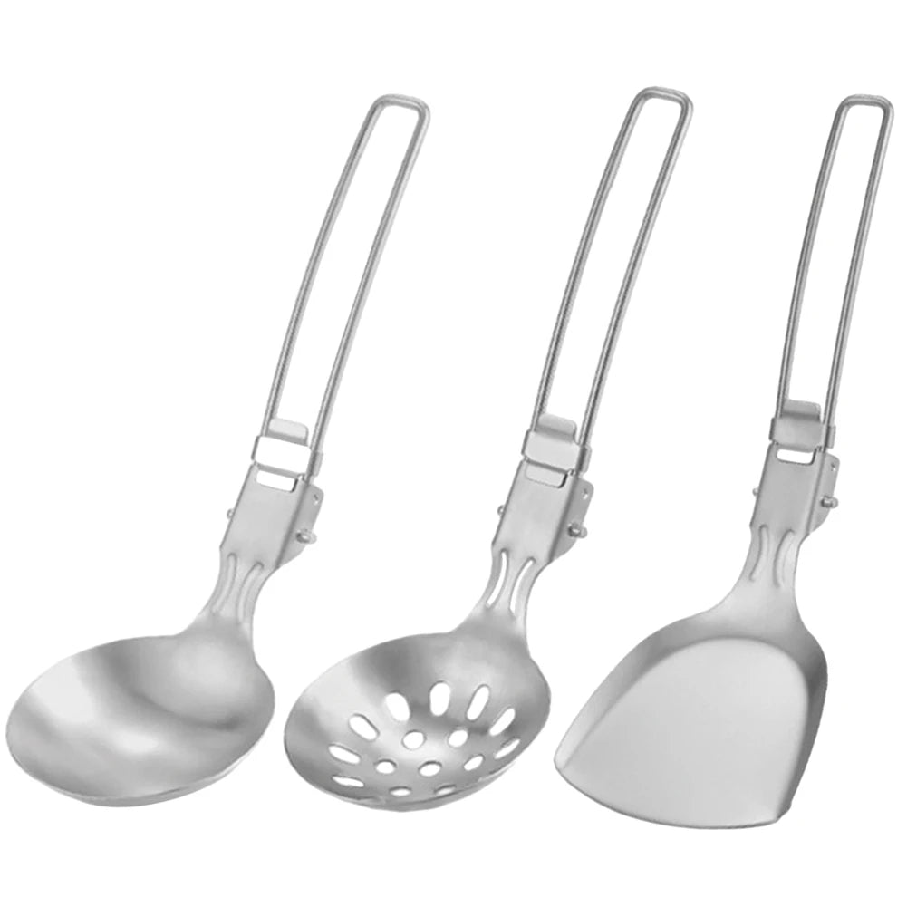 Folding Camping Cutlery Set Strainer/Shovel Camp Cooking Utensil Set Travel Cooking Set Outdoor Camping Gear Cooking Accessories