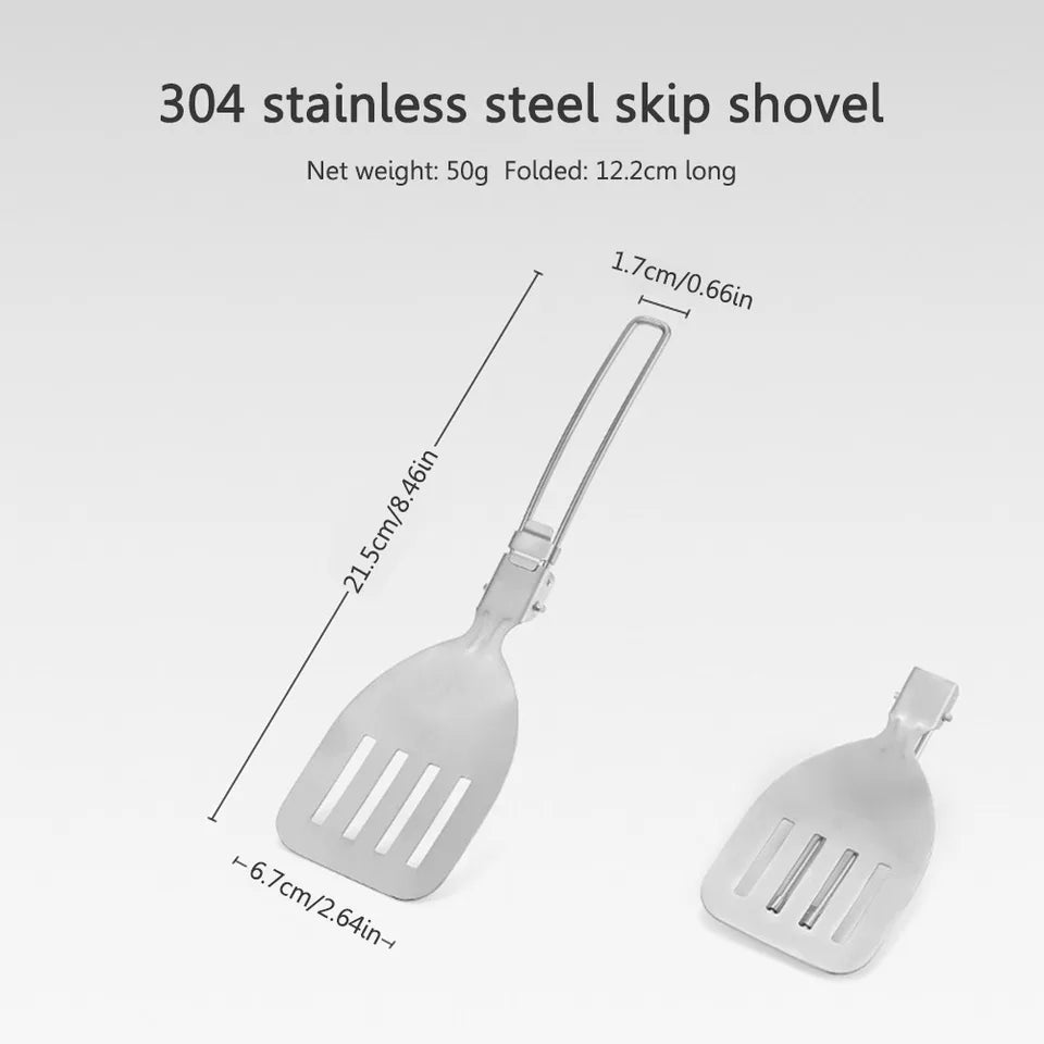 Folding Camping Cutlery Set Strainer/Shovel Camp Cooking Utensil Set Travel Cooking Set Outdoor Camping Gear Cooking Accessories