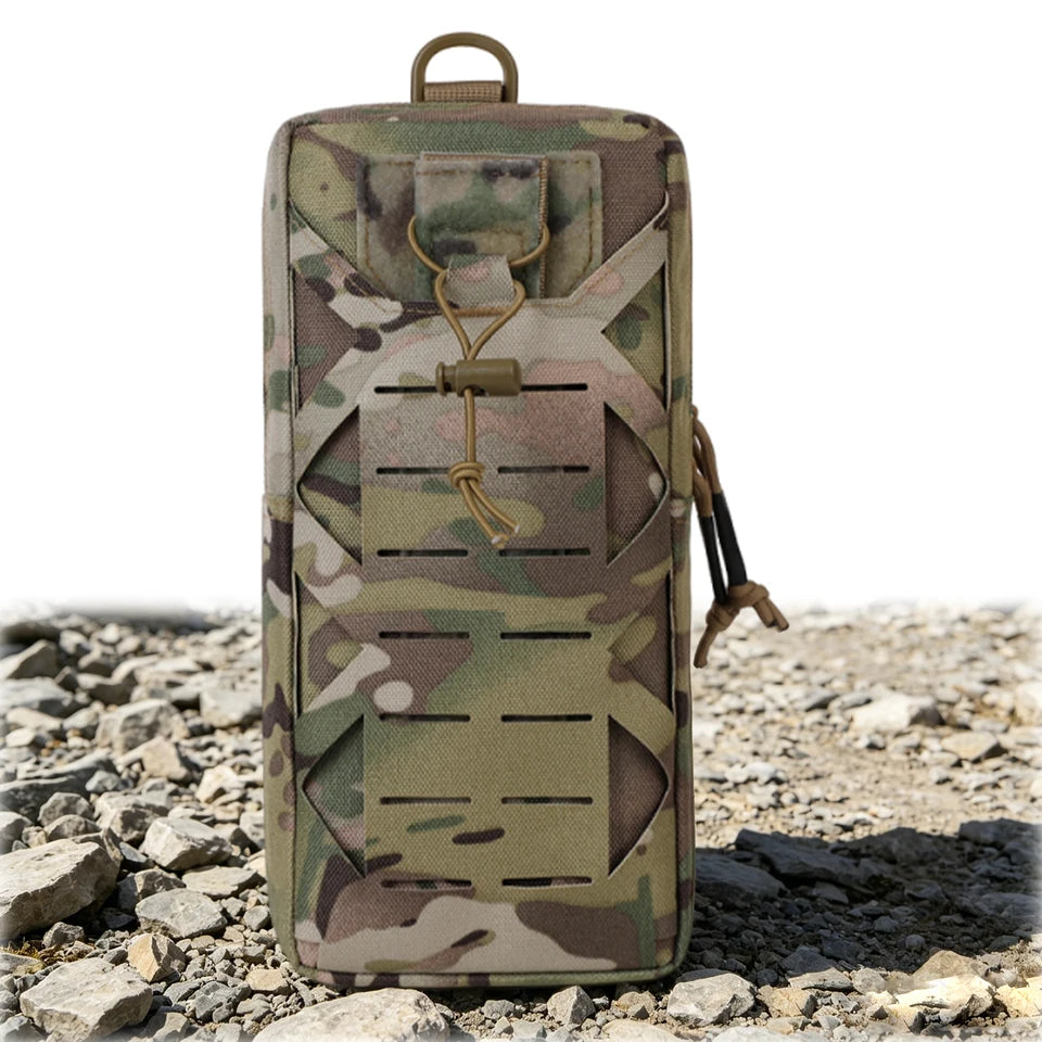 Gadget Organizer Pocket with Drainage Hole Quick-Release Waist Belt Bag Outdoor Survival Tool Storage Bag Emergency Accessory