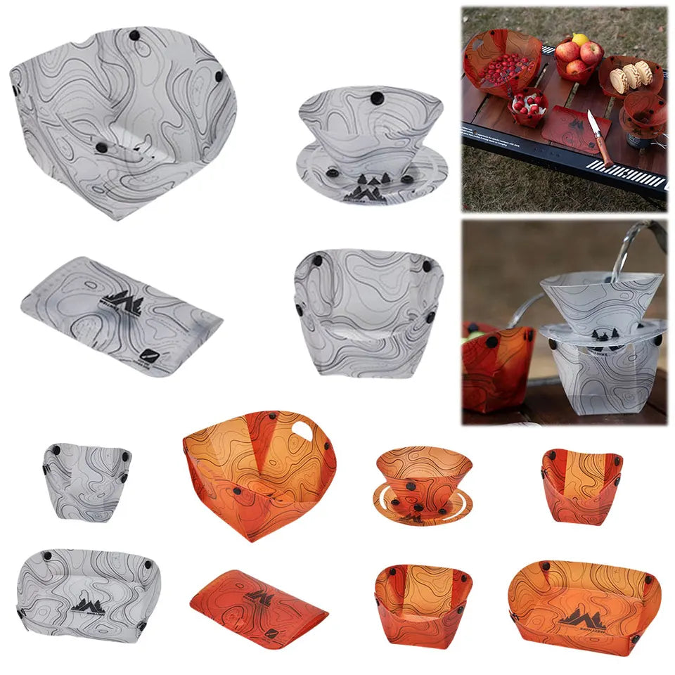 Lightweight Folding Tableware Space Saving Multi-Purpose Camping Tableware Foldable Dinnerware Set for Camping Hiking