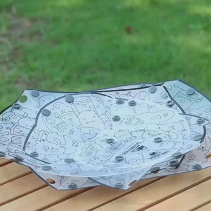 Lightweight Folding Tableware Space Saving Multi-Purpose Camping Tableware Foldable Dinnerware Set for Camping Hiking